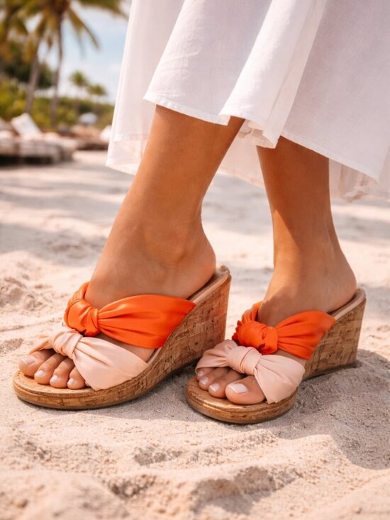 Dolce Vita Shoes - Dolce Vita Adorable Wedge Sandals orange and peach cruise vacation